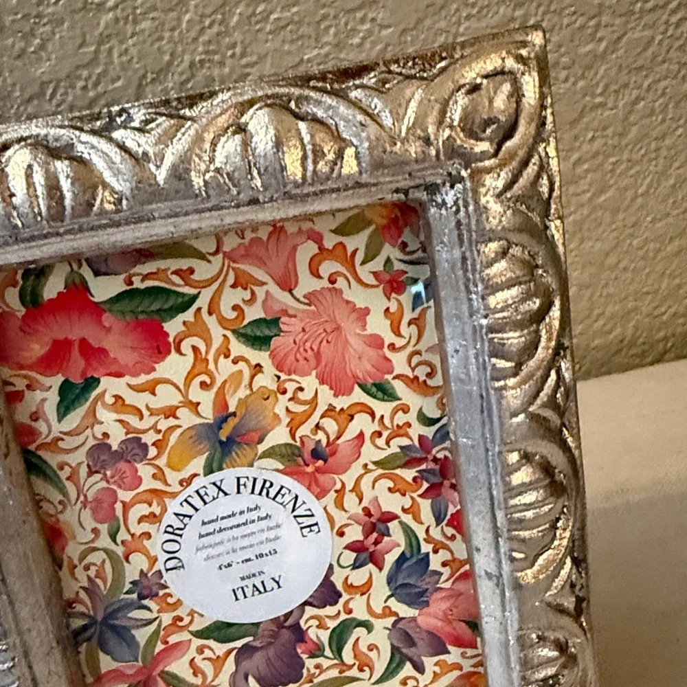 NWT Doratex Firenze Handmade in Italy 4”x6” metallic leaf vintage look frame